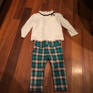 Janie and Jack plaid pants and ruffle neck top
